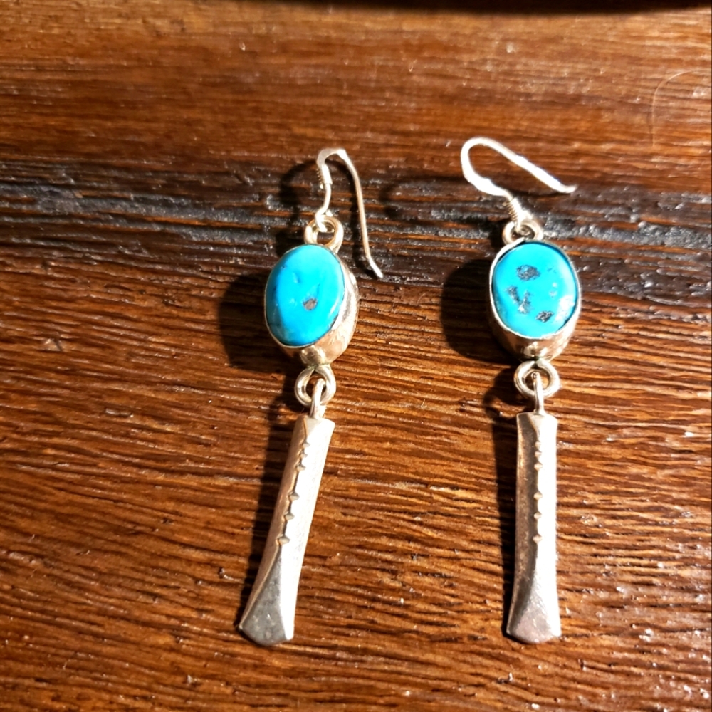 Vintage Sterling Silver Turquoise Earrings